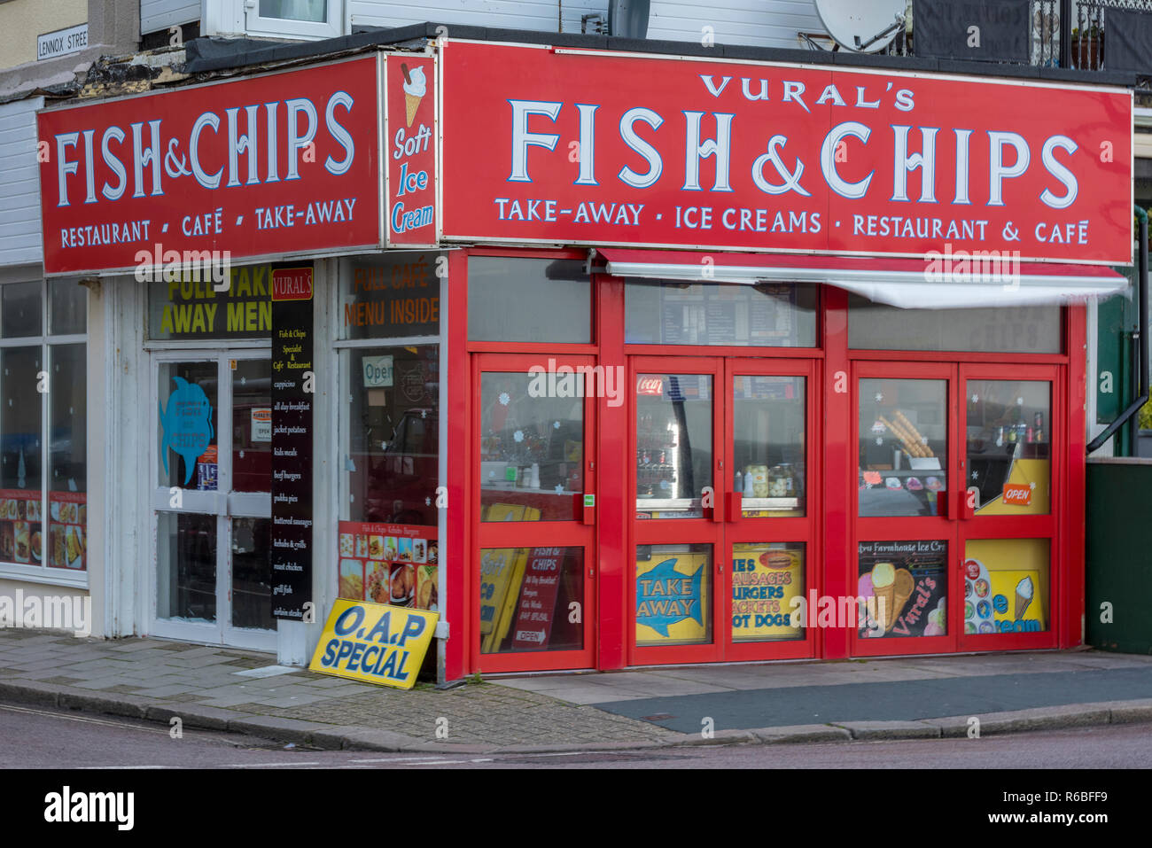 traditional seaside fish and chip shop at Bognor regis seafront in west