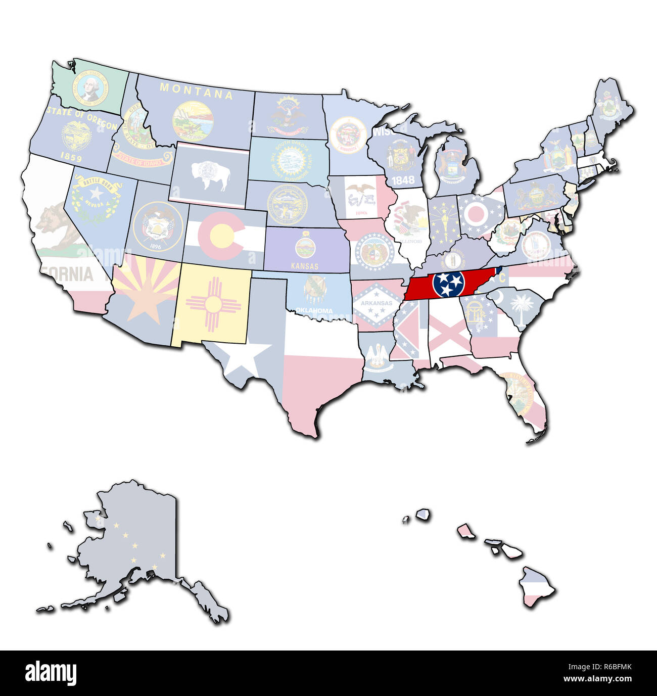 tennessee on map of usa Stock Photo