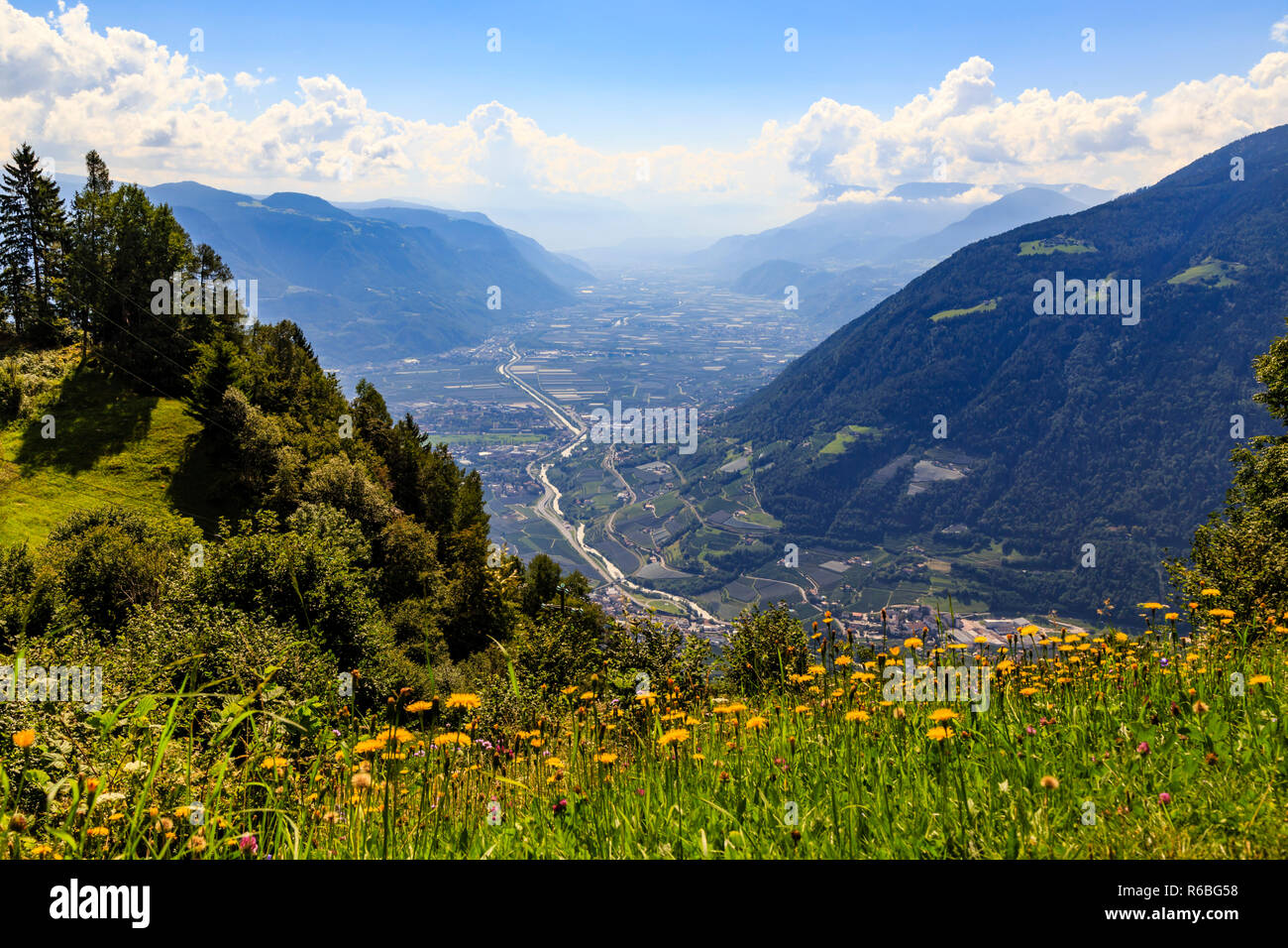 adige valley in south tyrol near meran,italy Stock Photo