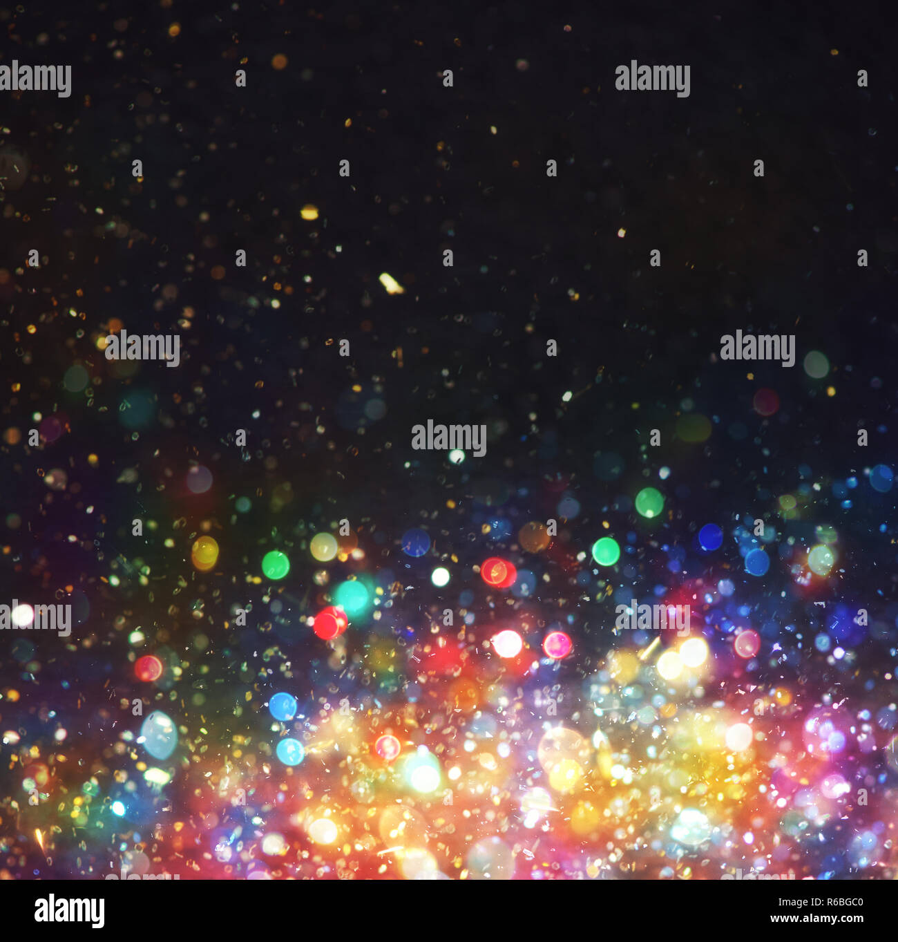 Abstract Christmas background with colorful lights in the night Stock Photo