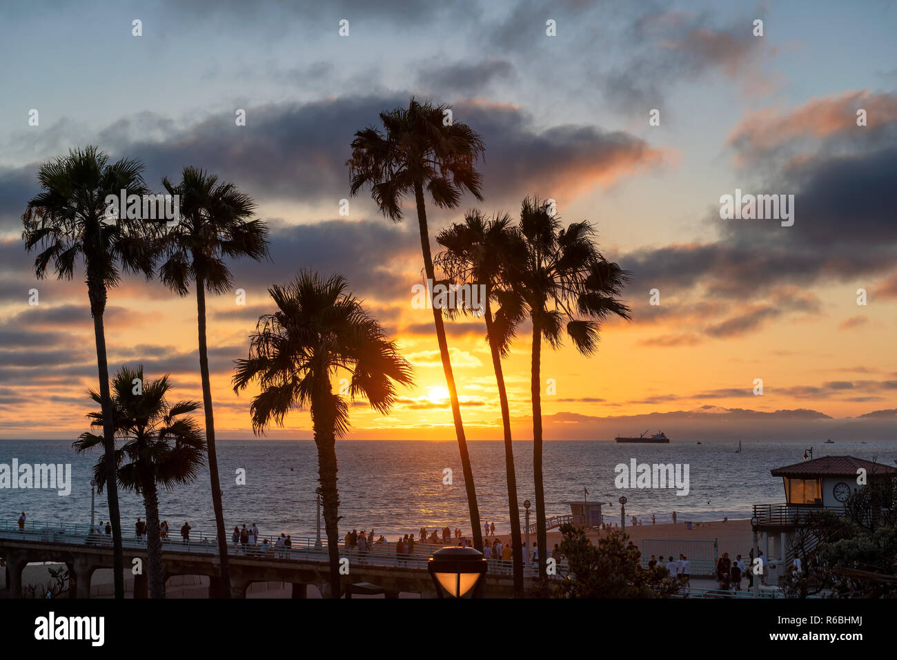 Los Angeles beach at sunset Stock Photo