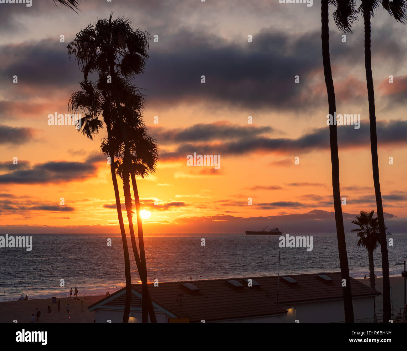 Los Angeles beach at sunset Stock Photo