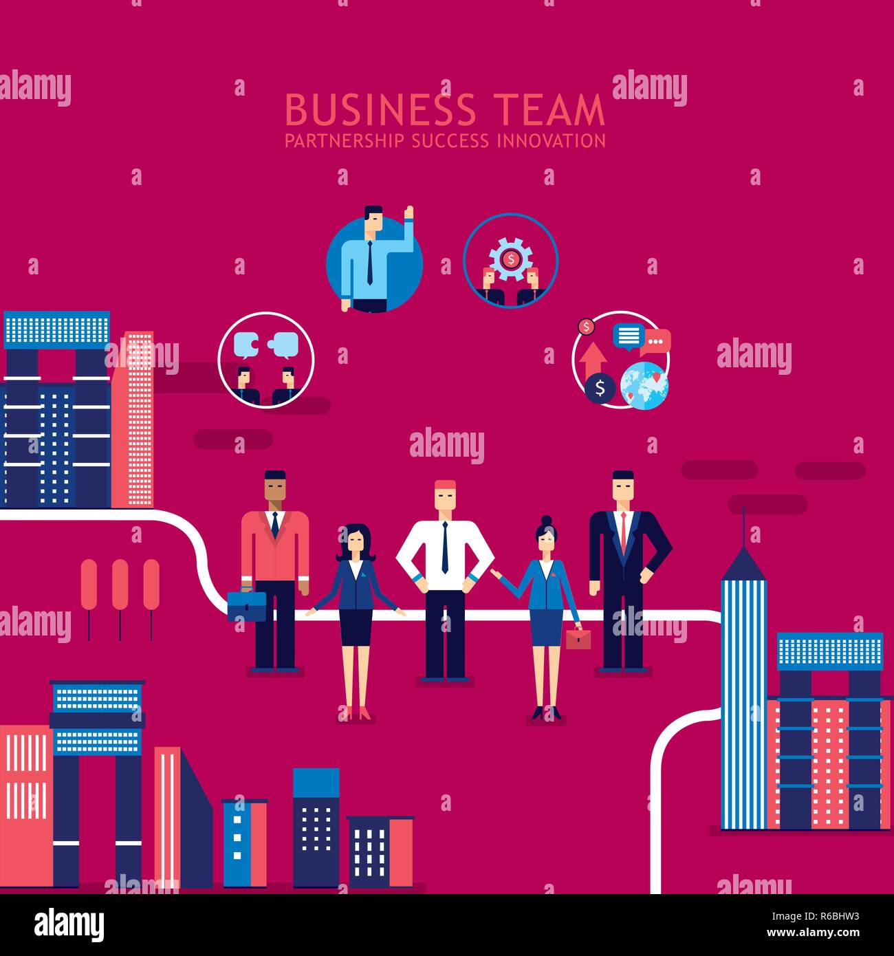 Group of business people on city background Teamwork Success concept ...