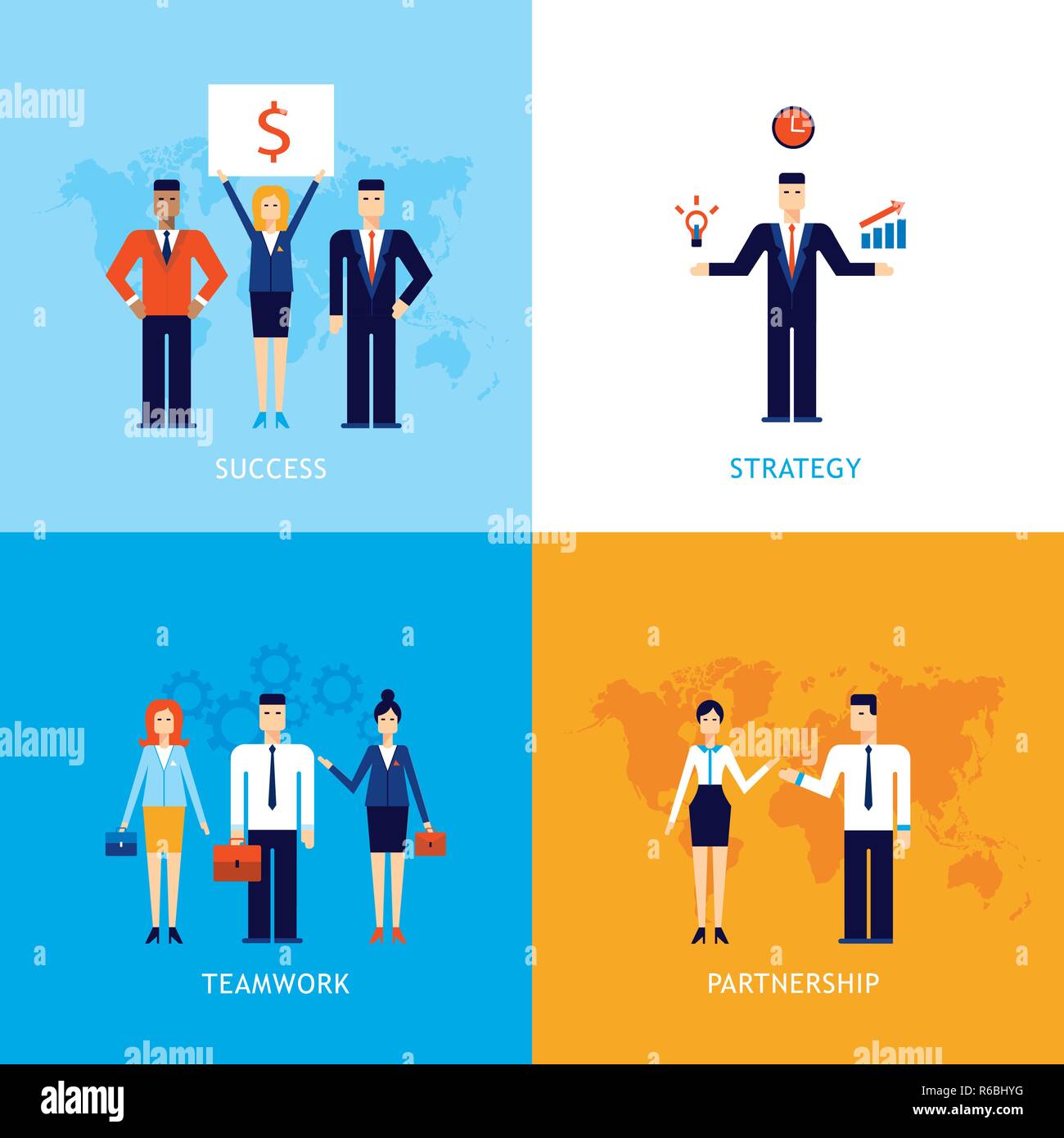 Successful business Teamwork Partnership Success concept infographics ...