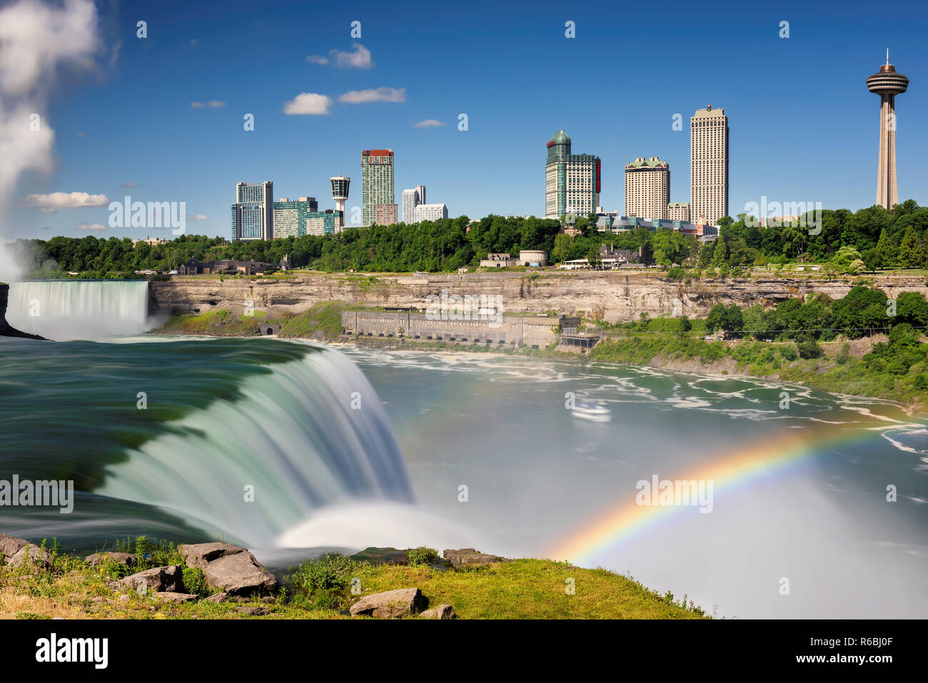 Niagara Falls with rainbow at summer morning Stock Photo