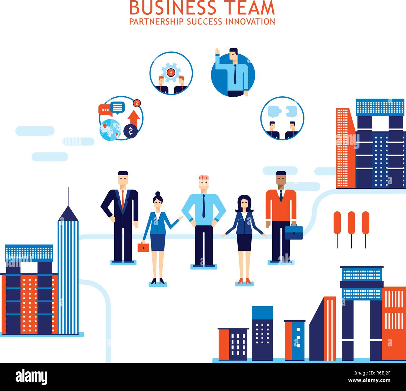 Group of business people on city background Teamwork Success concept ...