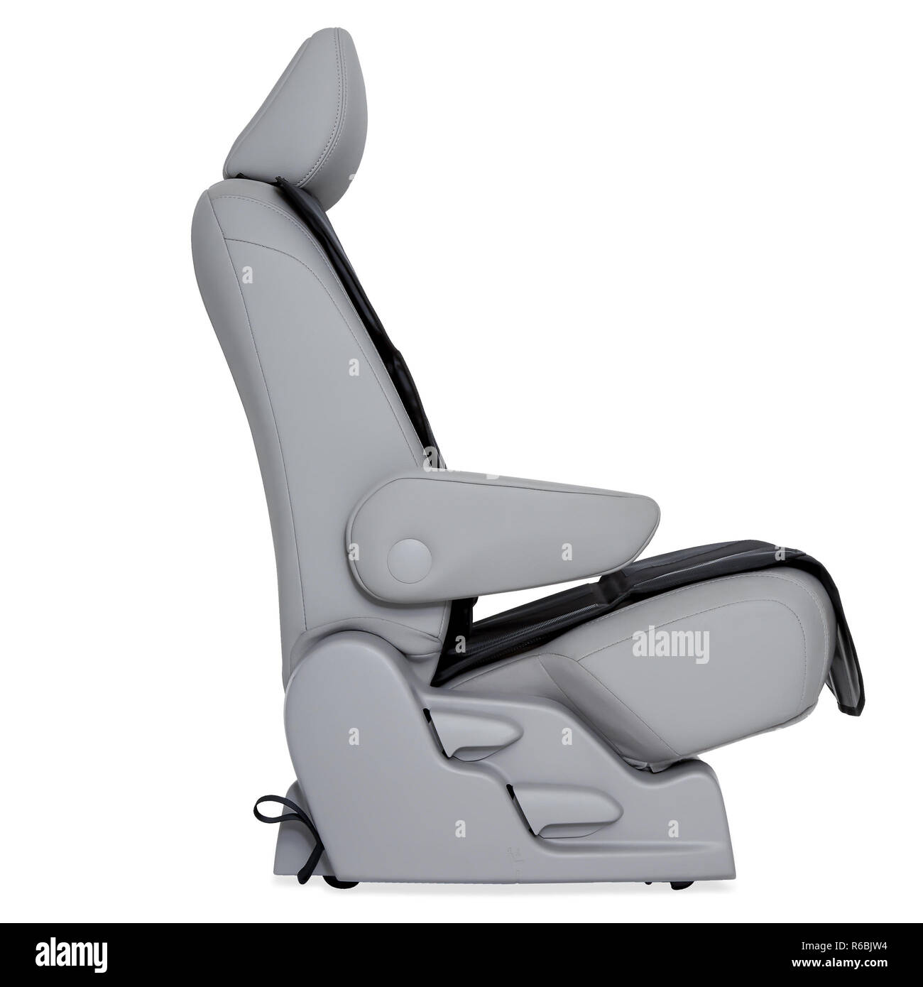 Isolated Modern Light Grey Leather Seat Of Car With Seat Protector