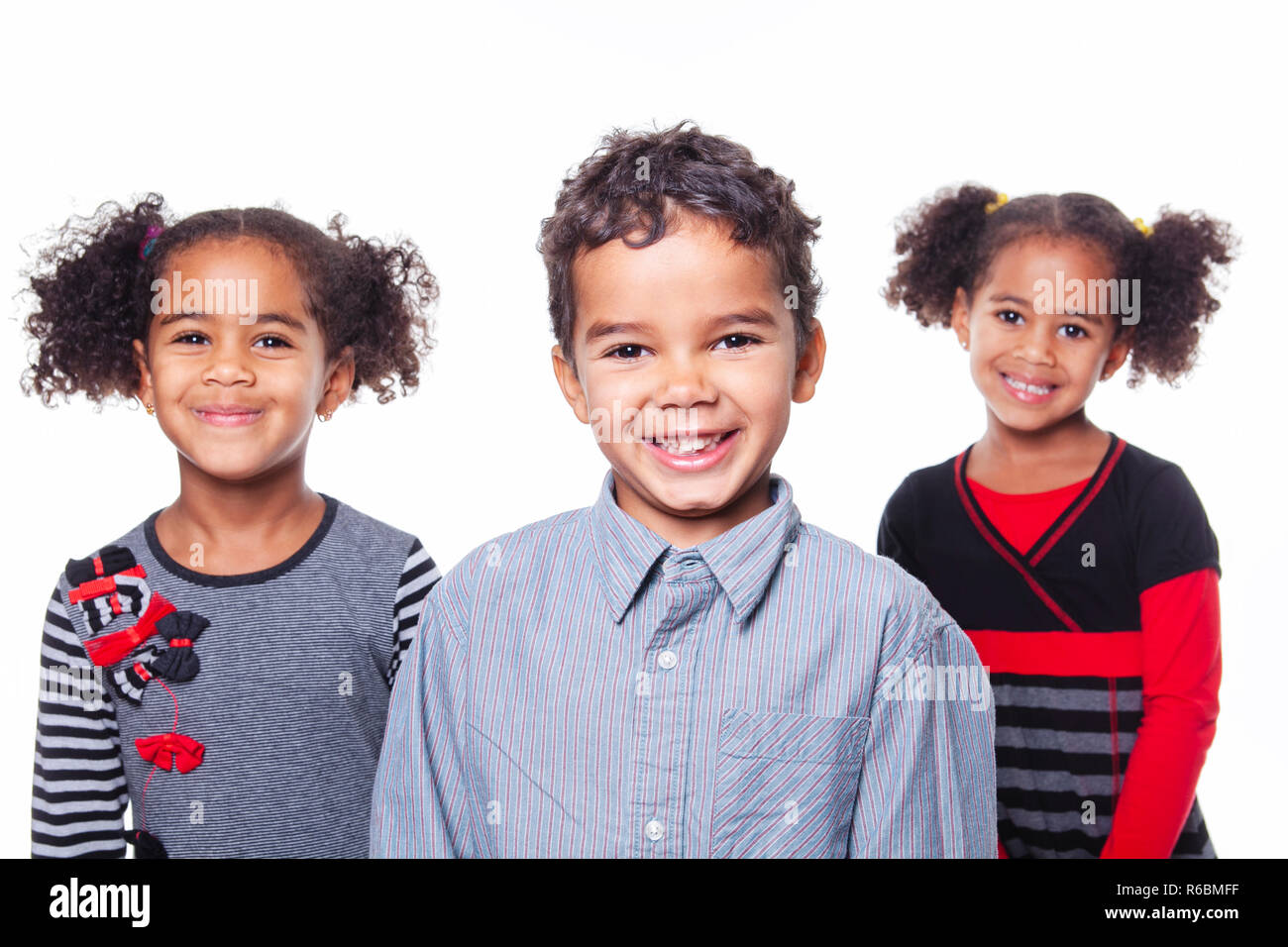 A Cute African American Little Children On White Background Stock
