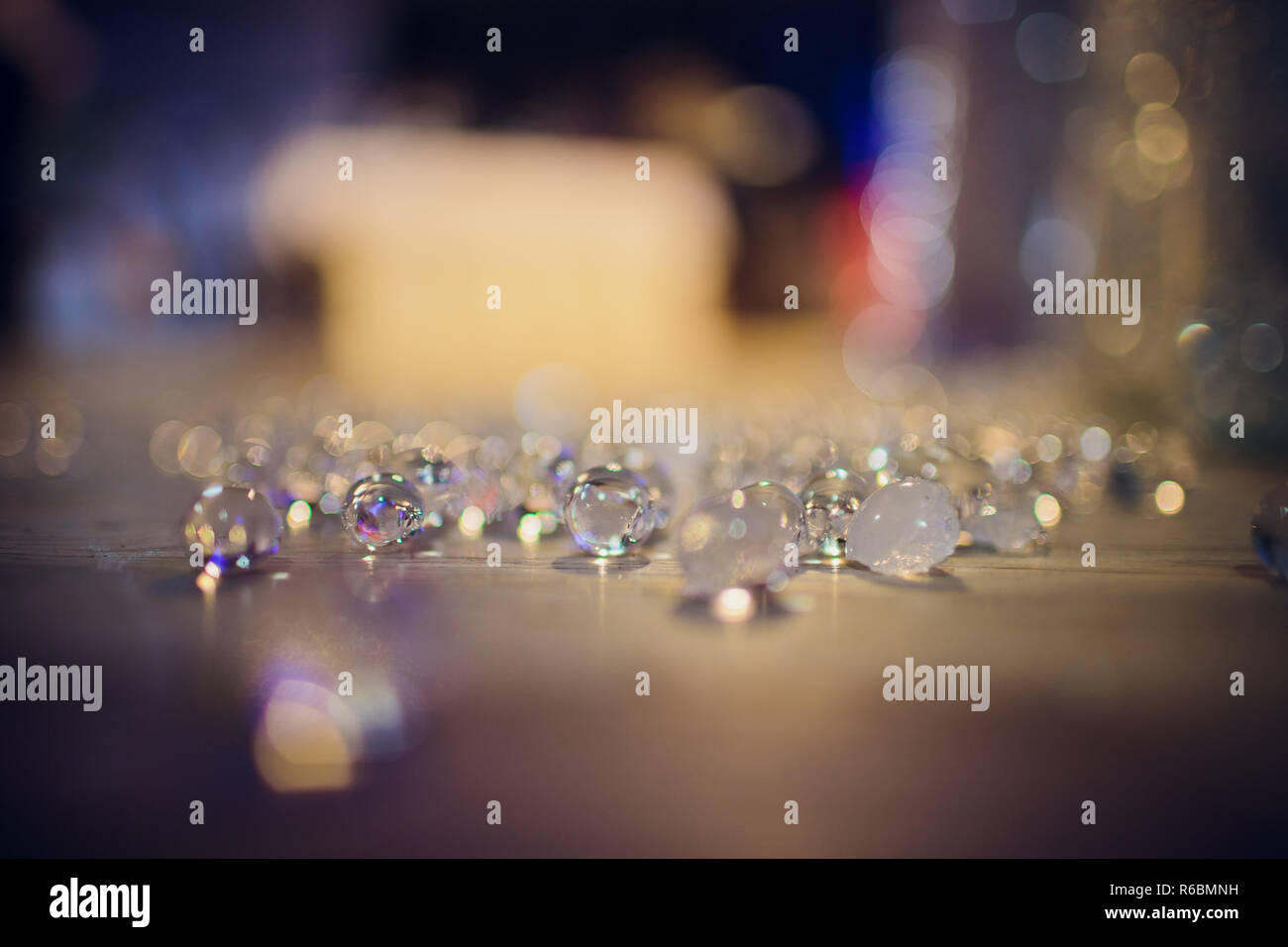 Water transparent gel balls. Polymer gel. Silica gel. Balls blue