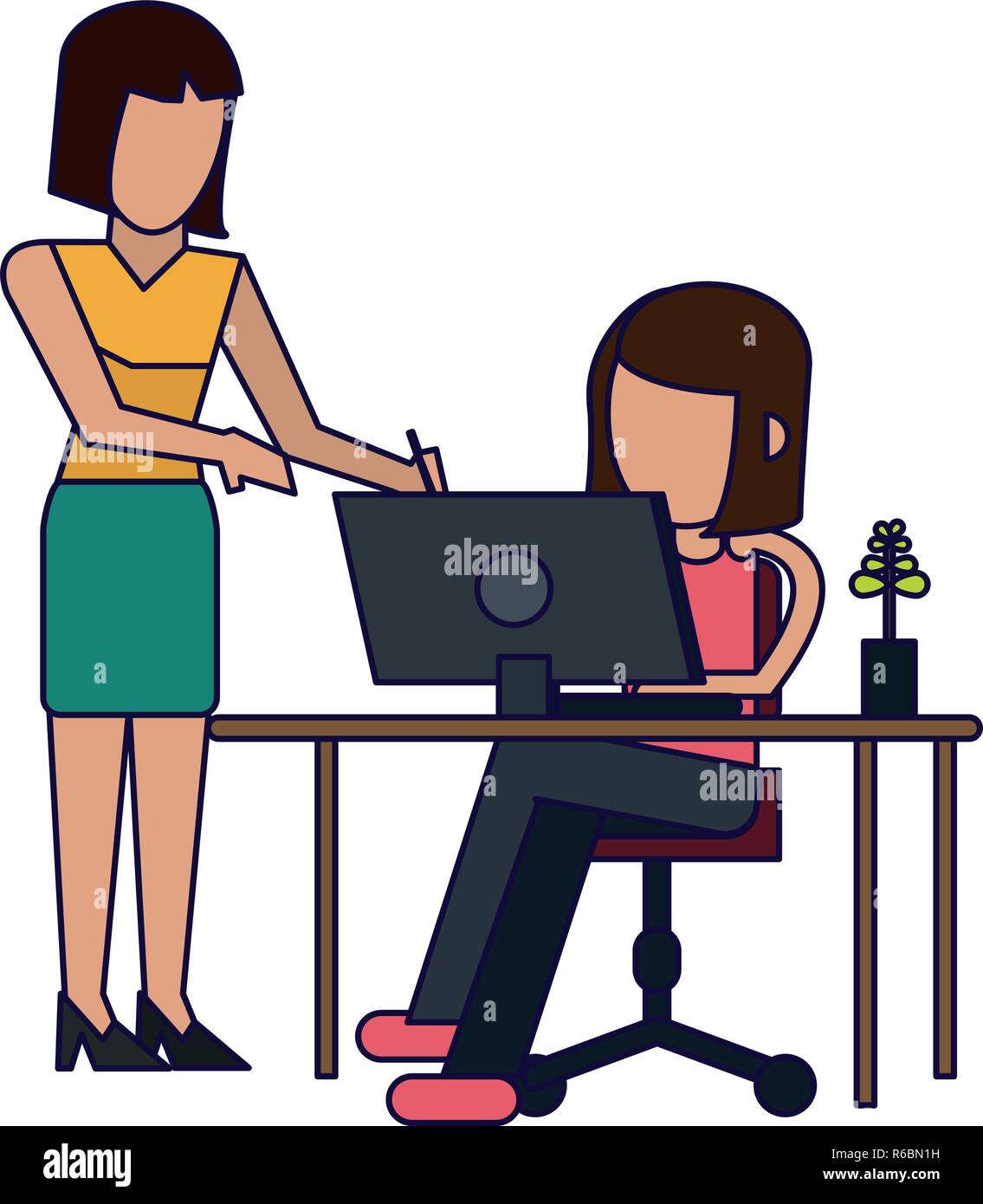Working with computer avatar Stock Vector Image & Art - Alamy