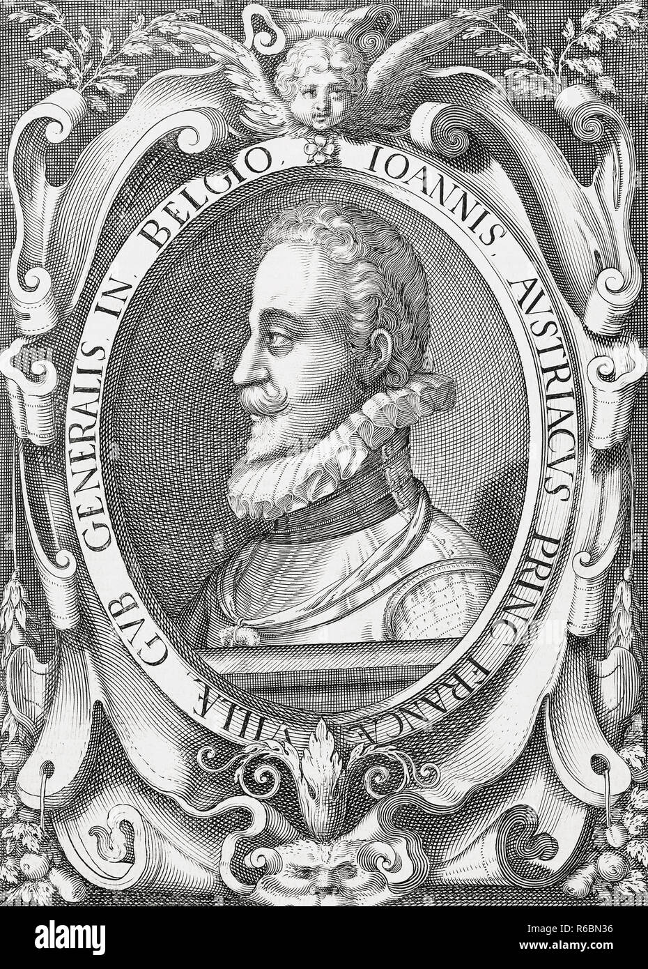 John of Austria (Juan de Austria), 1547-1578.  Illegitimate son of Holy Roman Emperor Charles V.  Military leader in the service of his half-brother, King Philip II of Spain. He is best known for his naval victory at the Battle of Lepanto in 1571 against the Ottoman Empire.  After a 17th century engraving. Stock Photo