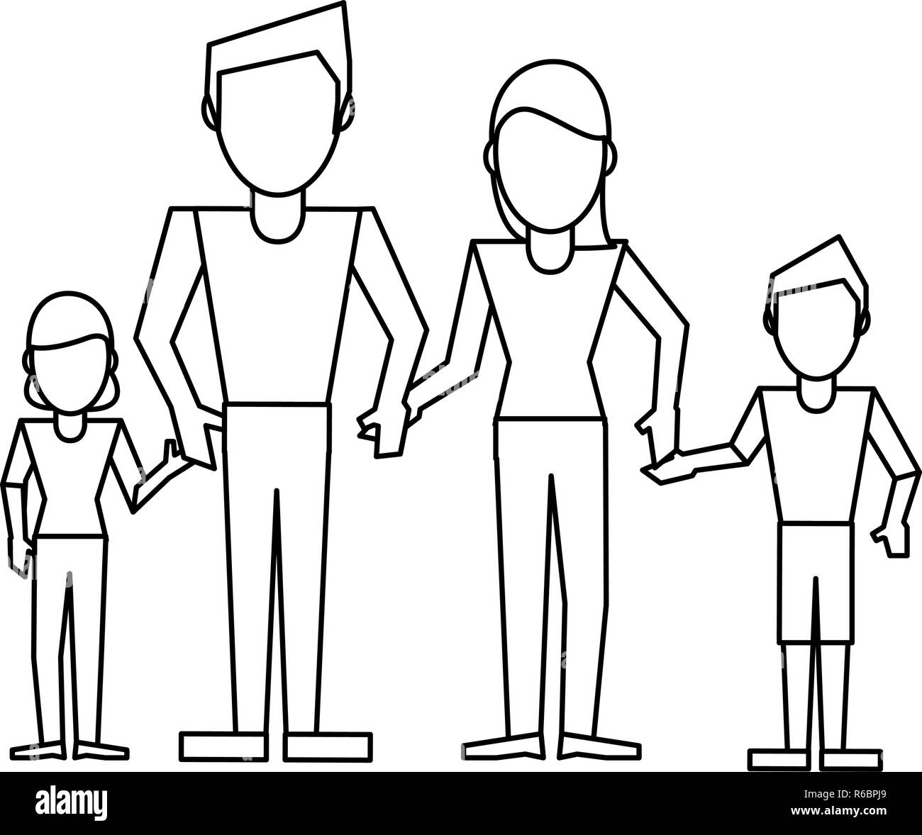 Family avatar concept black and white Stock Vector Image & Art - Alamy