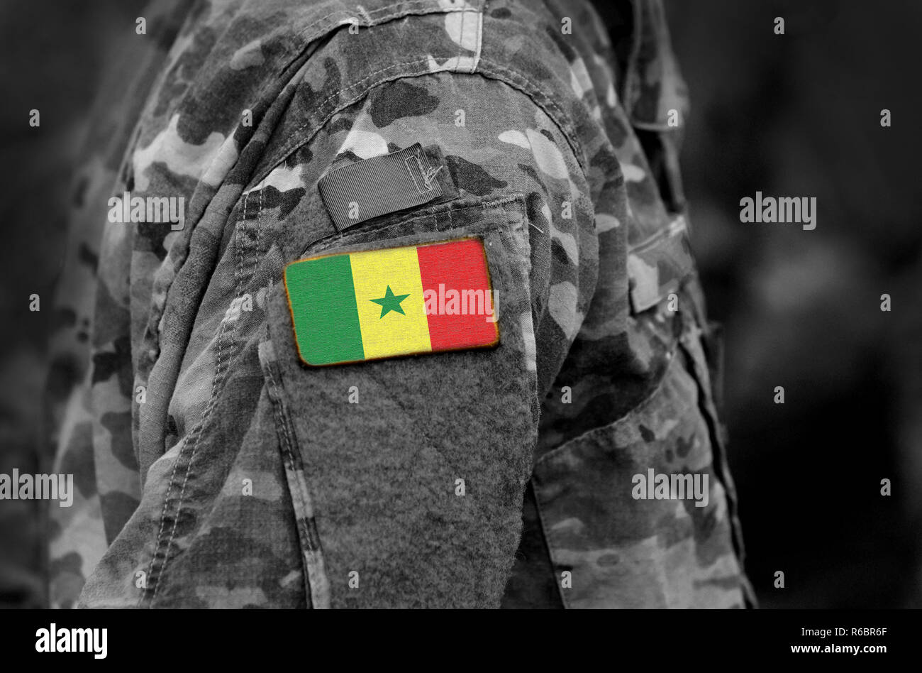 Flag of Senegal on soldiers arm. Senegal flag on military uniform. Army,  troops, Africa (collage Stock Photo - Alamy