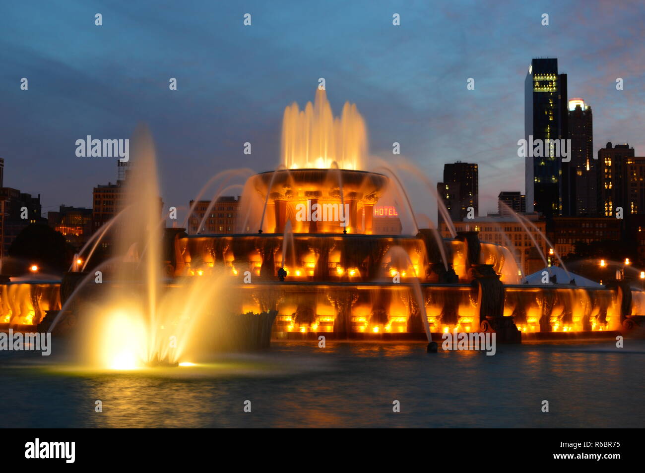 Chicago, Illinois - USA - July 2, 2016: Buckingham Fountain in Grant Park Stock Photo
