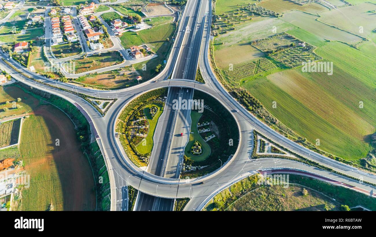 Aerial GSP roundabout, Nicosia, Cyprus Stock Photo Alamy