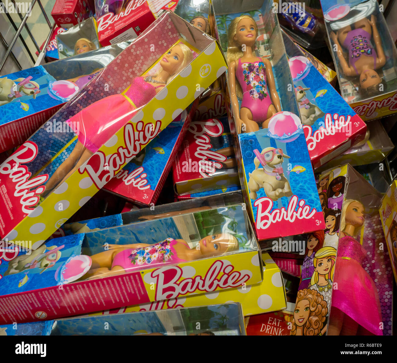 Mattel's Barbie in a KMart store in Herald Square in New York on Sunday, December 2, 2018. With the demise of Toys R Us retailers are jockeying to get a piece of the estimated $27 billion toy pie. Analysts predict that despite the loss of the major player consumers will now have even more places to spend their money. (Â© Richard B. Levine) Stock Photo