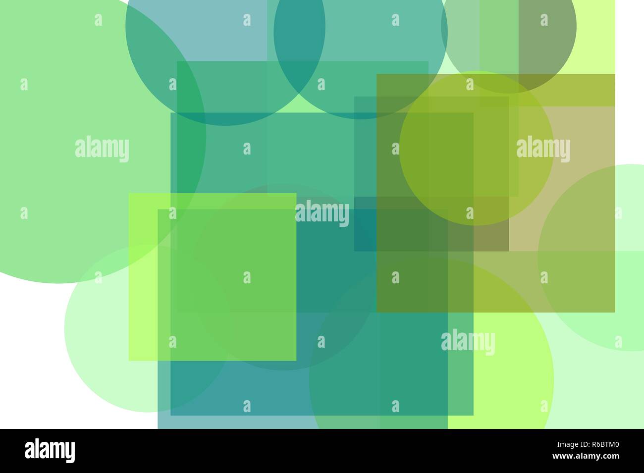 Abstract green circles squares illustration background Stock Photo - Alamy