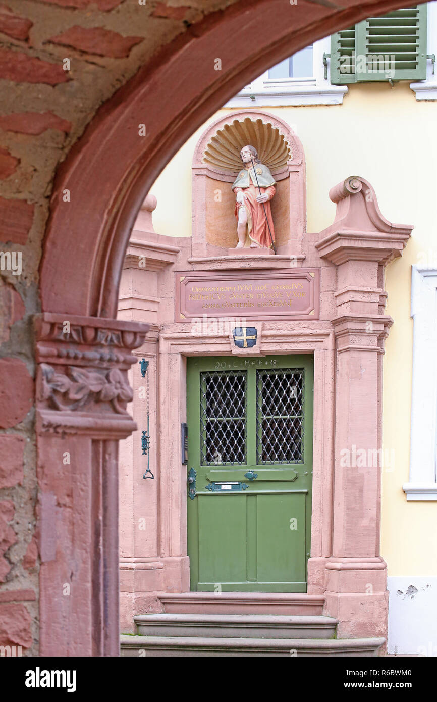 baroque side portal to the gÃ¼nther orphanage in ladenburg Stock Photo