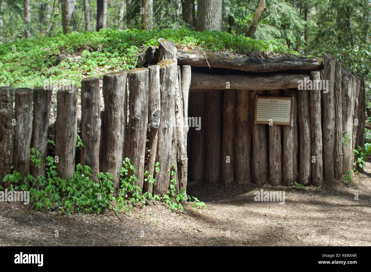 Cherokee sweat lodge, Qualla Cherokee Reservation, North Carolina. Digital photograph Stock Photo