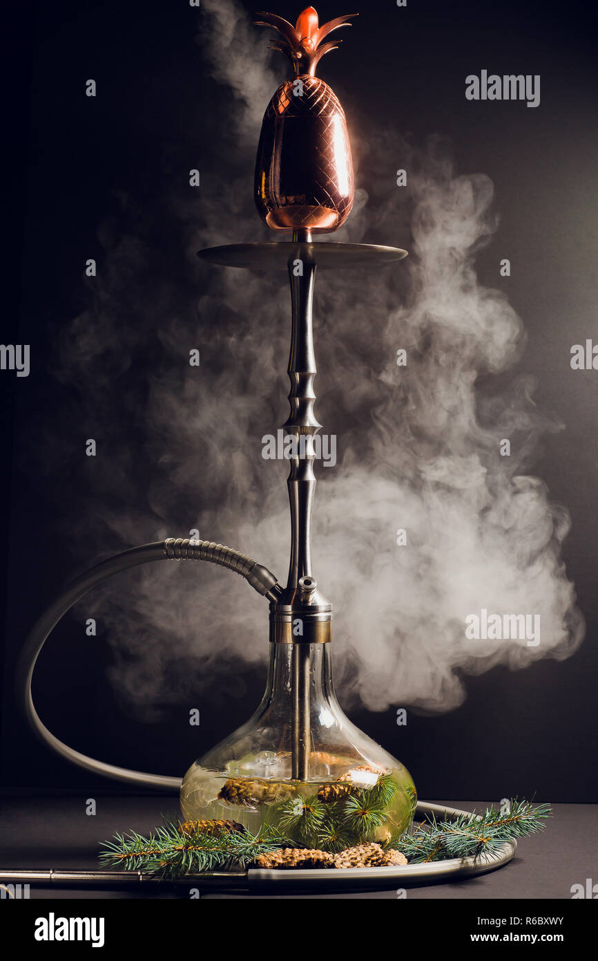 New Year's hookah, the smell fir hookah, there are cones and branches