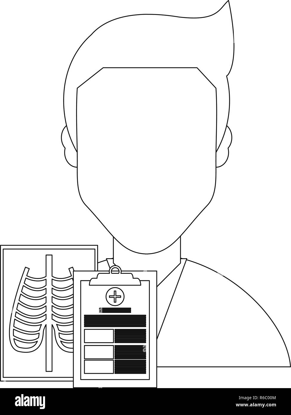 Doctor wirh xray and clipboard black and white Stock Vector Image & Art ...
