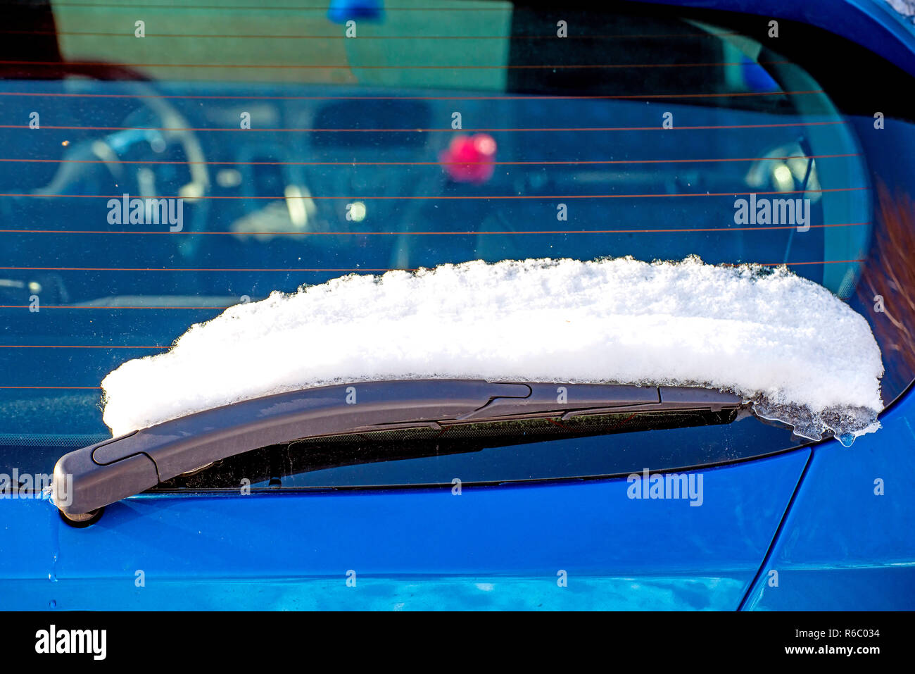 Snow On A Windshield Wiper Stock Photo Alamy