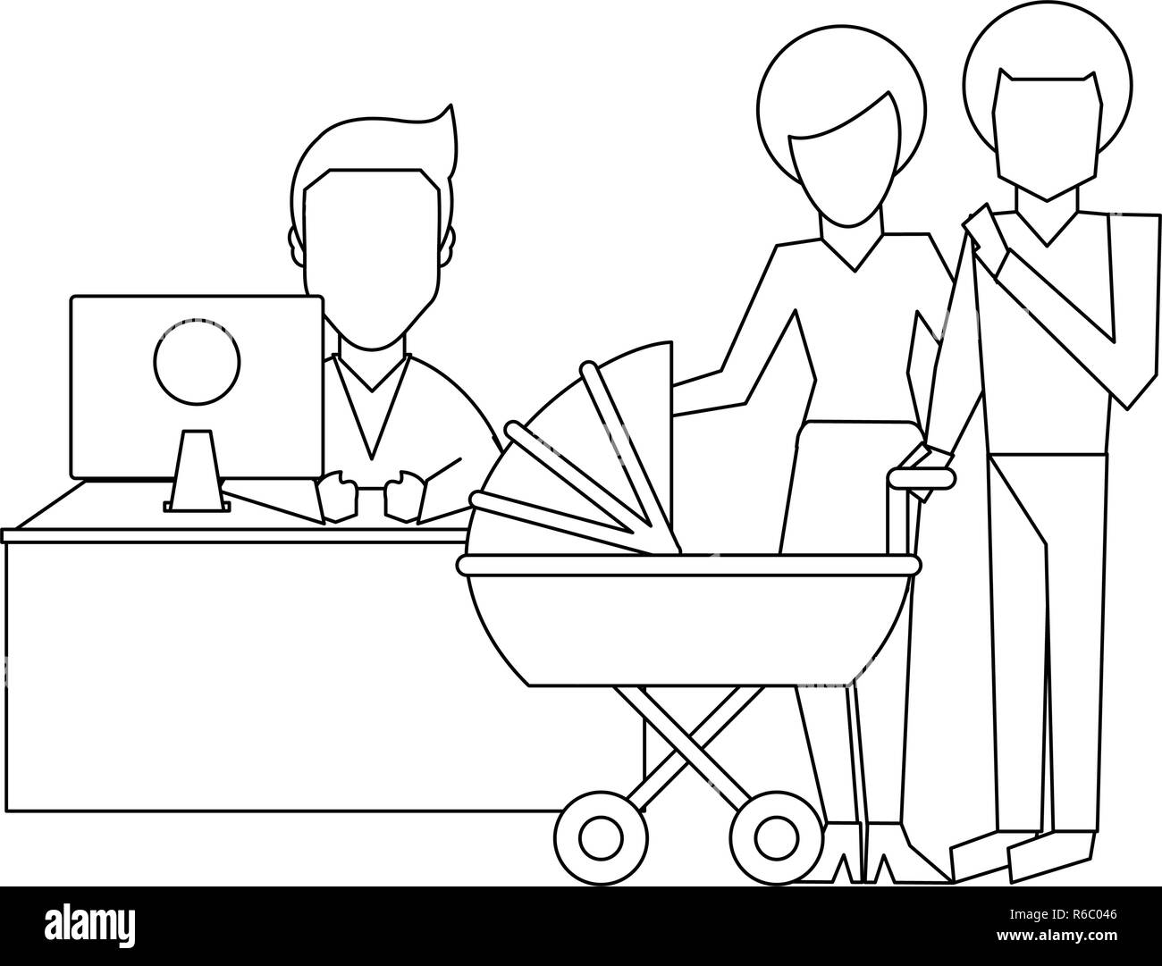 Doctor and patients black and white Stock Vector Image & Art - Alamy