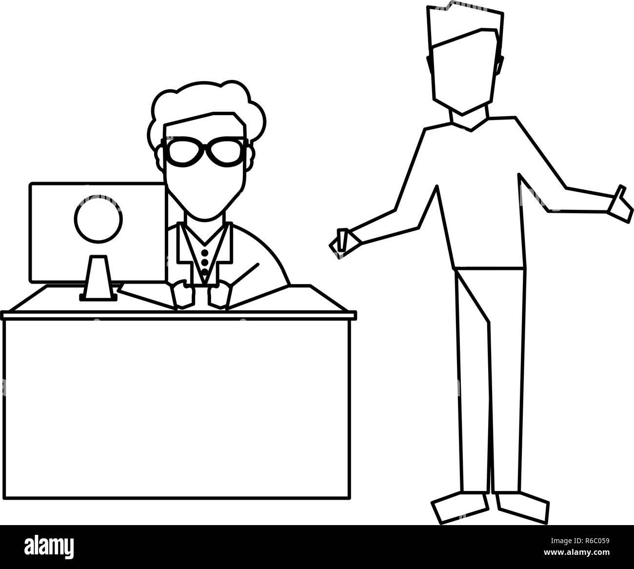 Doctor and patients black and white Stock Vector Image & Art - Alamy