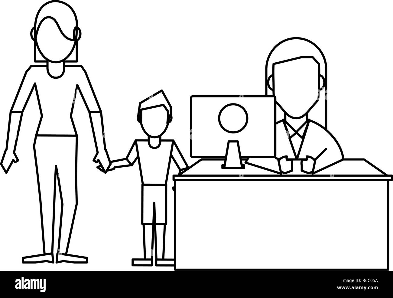 Doctor and patients black and white Stock Vector Image & Art - Alamy