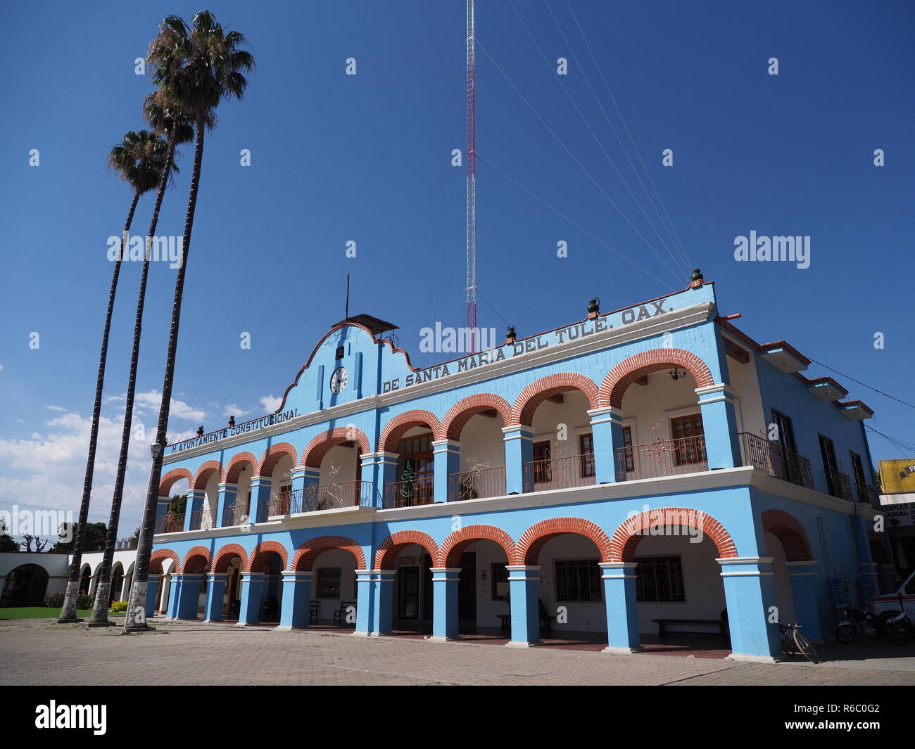 Outdoor of side of town hall on main market square in mexican city center at Oaxaca state in Mexico Stock Photo