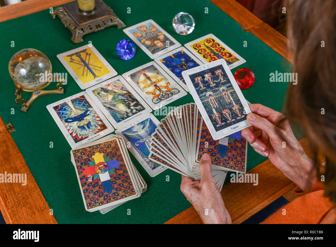 Tarot maps, tarot play, Tarotkarten, Tarotspiel Stock Photo