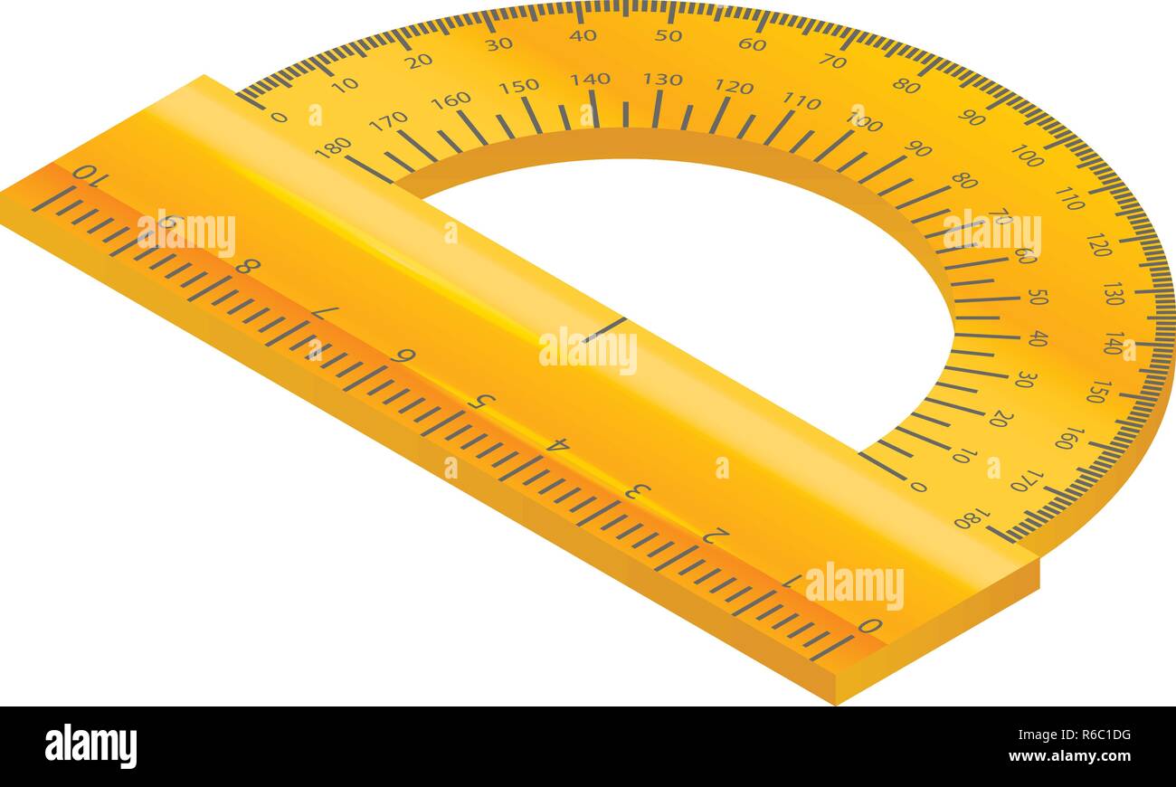 Yellow protractor icon, isometric style Stock Vector
