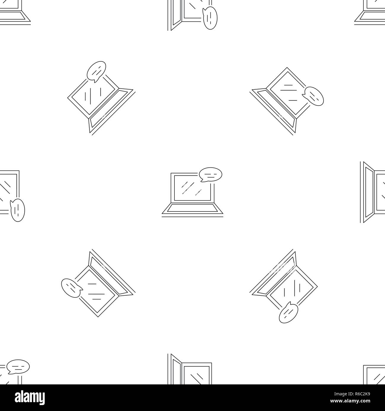 Laptop chat pattern seamless vector repeat geometric for any web design Stock Vector