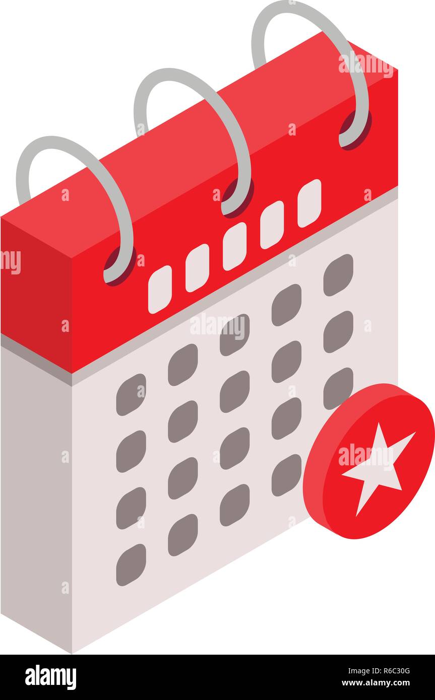 Calendar star day icon, isometric style Stock Vector