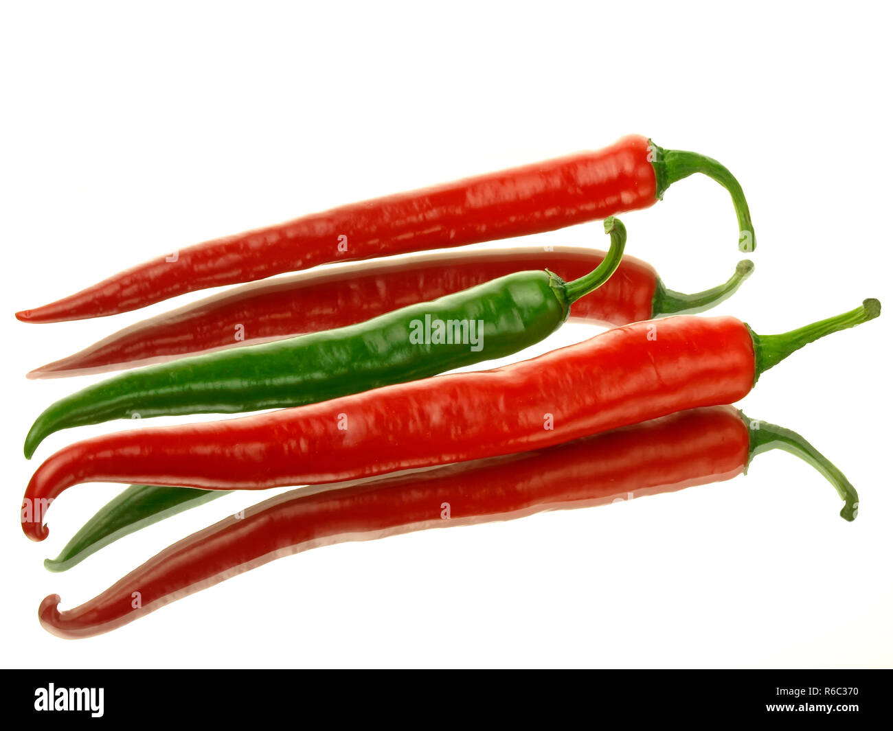 Chiles On A Mirror Stock Photo