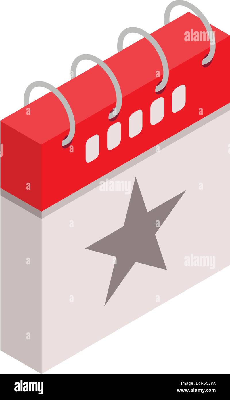 Star grey calendar day icon, isometric style Stock Vector