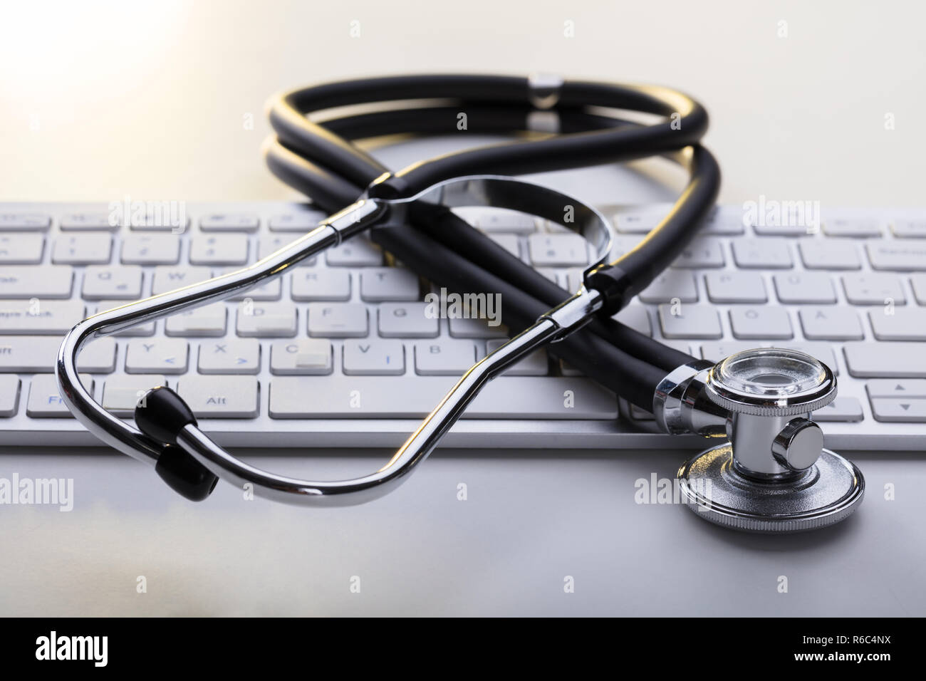 Medical Stethoscope On A Computer Keyboard Stock Photo - Alamy