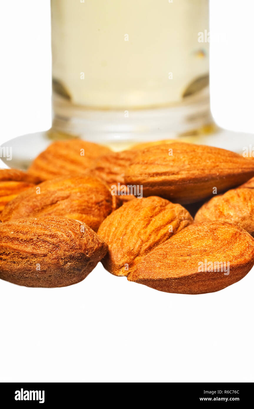 Almonds With Almond Oil Stock Photo Alamy