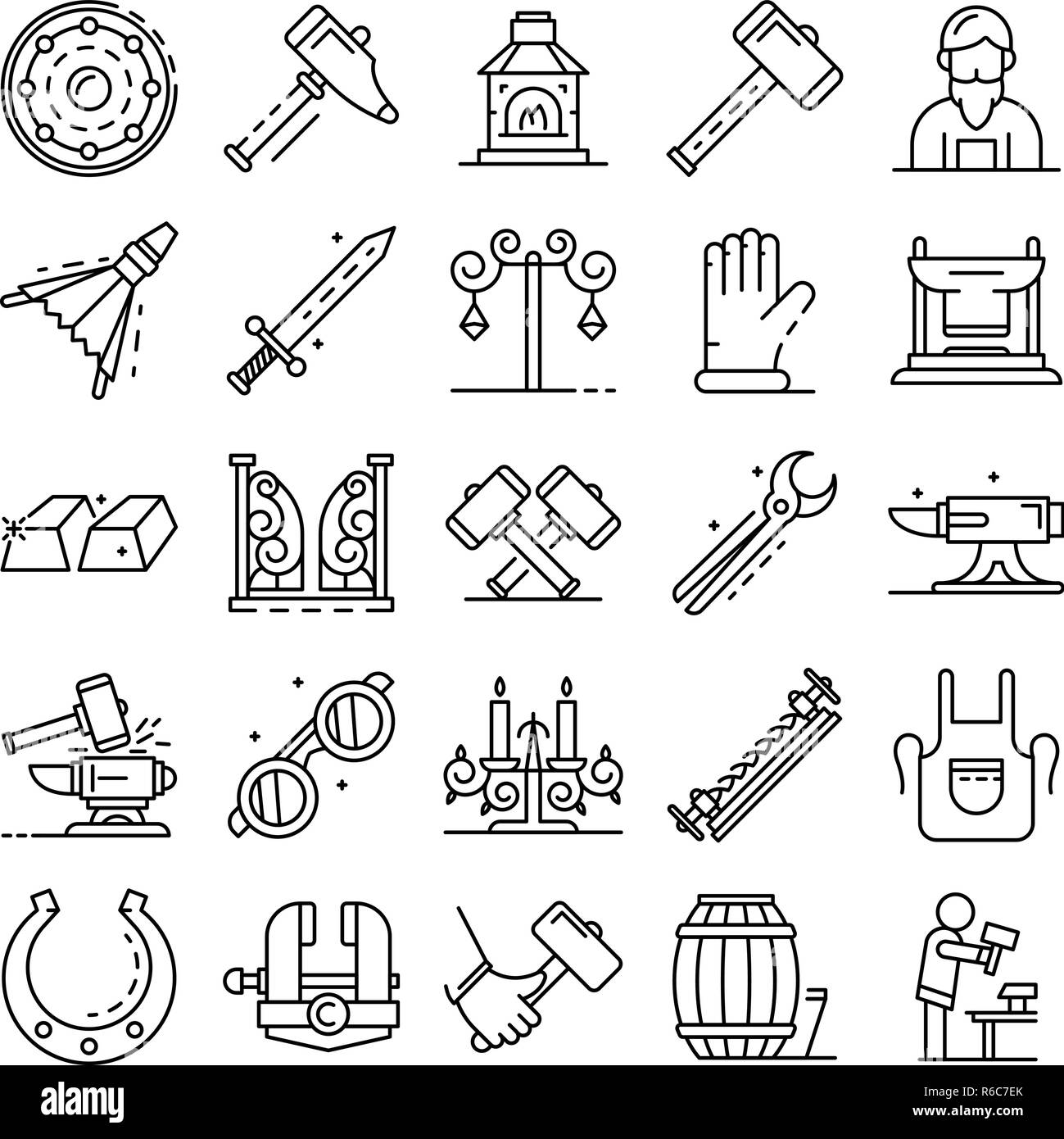Anvil icon set, outline style Stock Vector