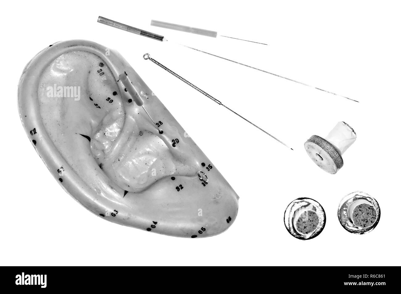 Acupuncture Needles With Ear Model Stock Photo Alamy