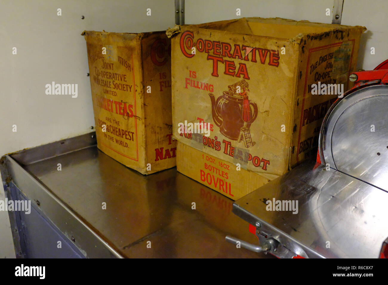Tea supplies in the Kitchens on HMS Belfast London UK Stock Photo Alamy