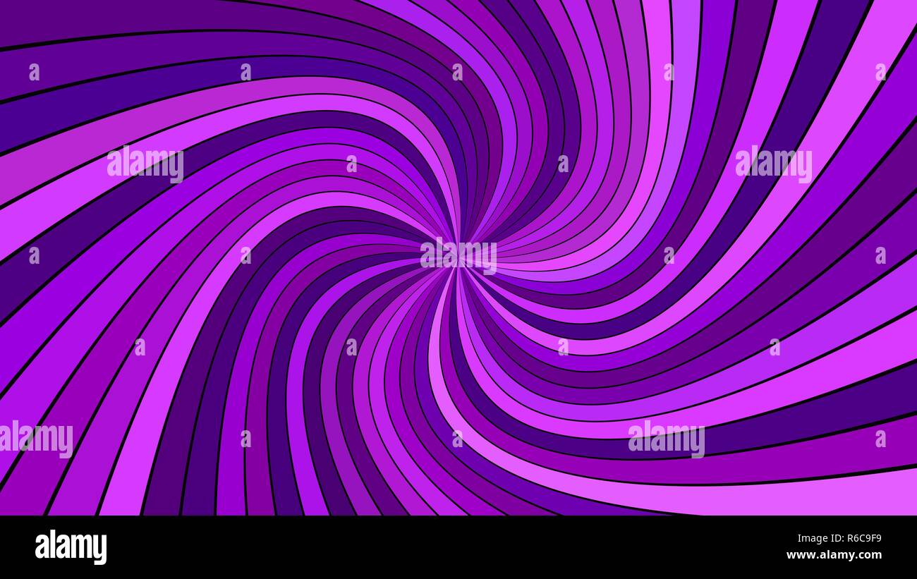 Purple hypnotic abstract striped spiral background design from curved rays Stock Vector
