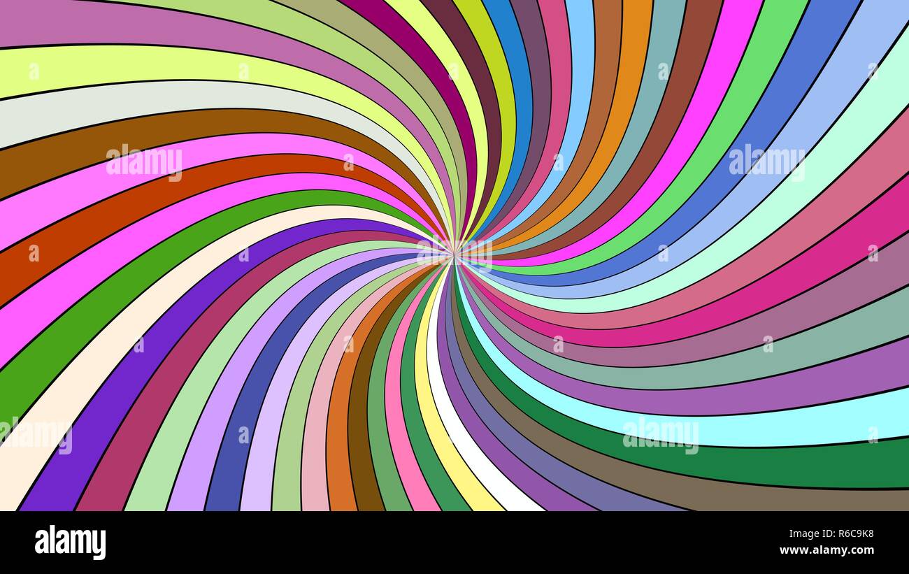 Multicolored hypnotic abstract vortex background with striped rays Stock Vector