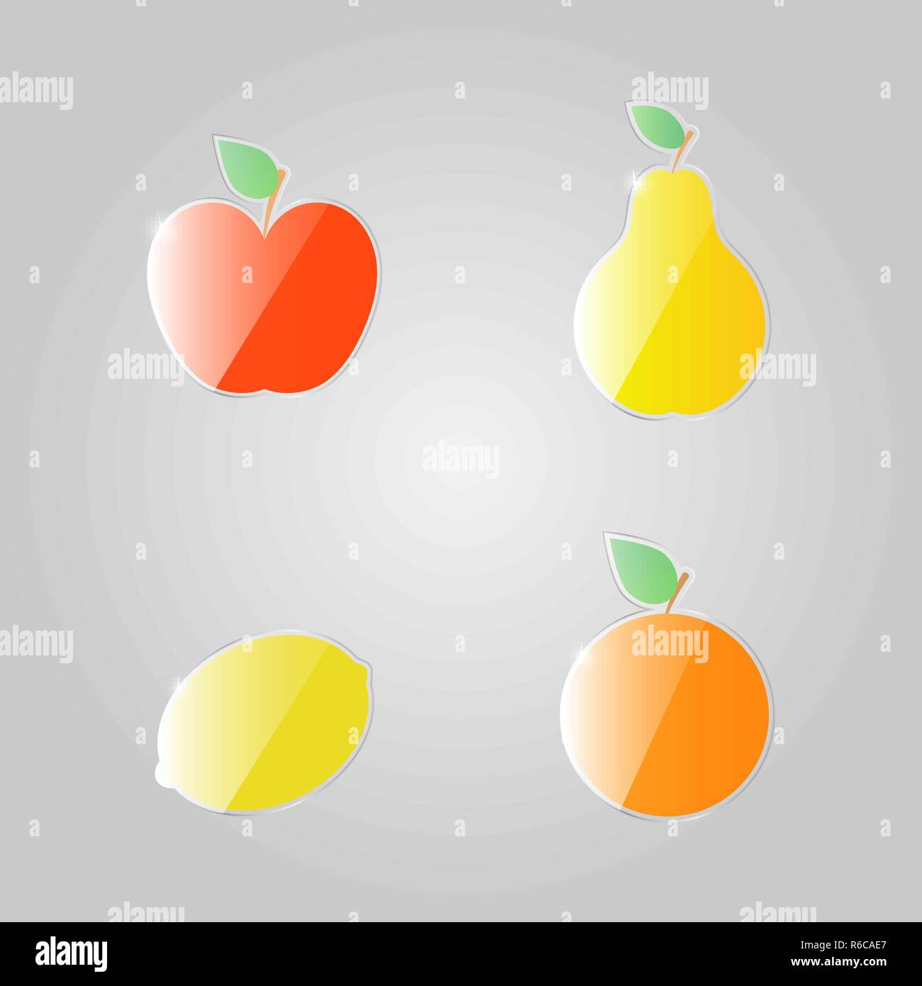 Apple pear lemon orange on a gray background. Vector illustration Stock ...