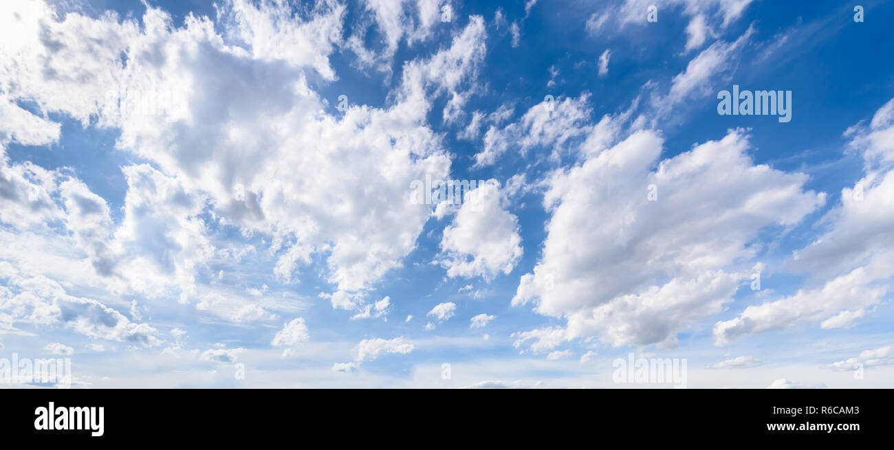 panorama blue sky background with clouds Stock Photo - Alamy