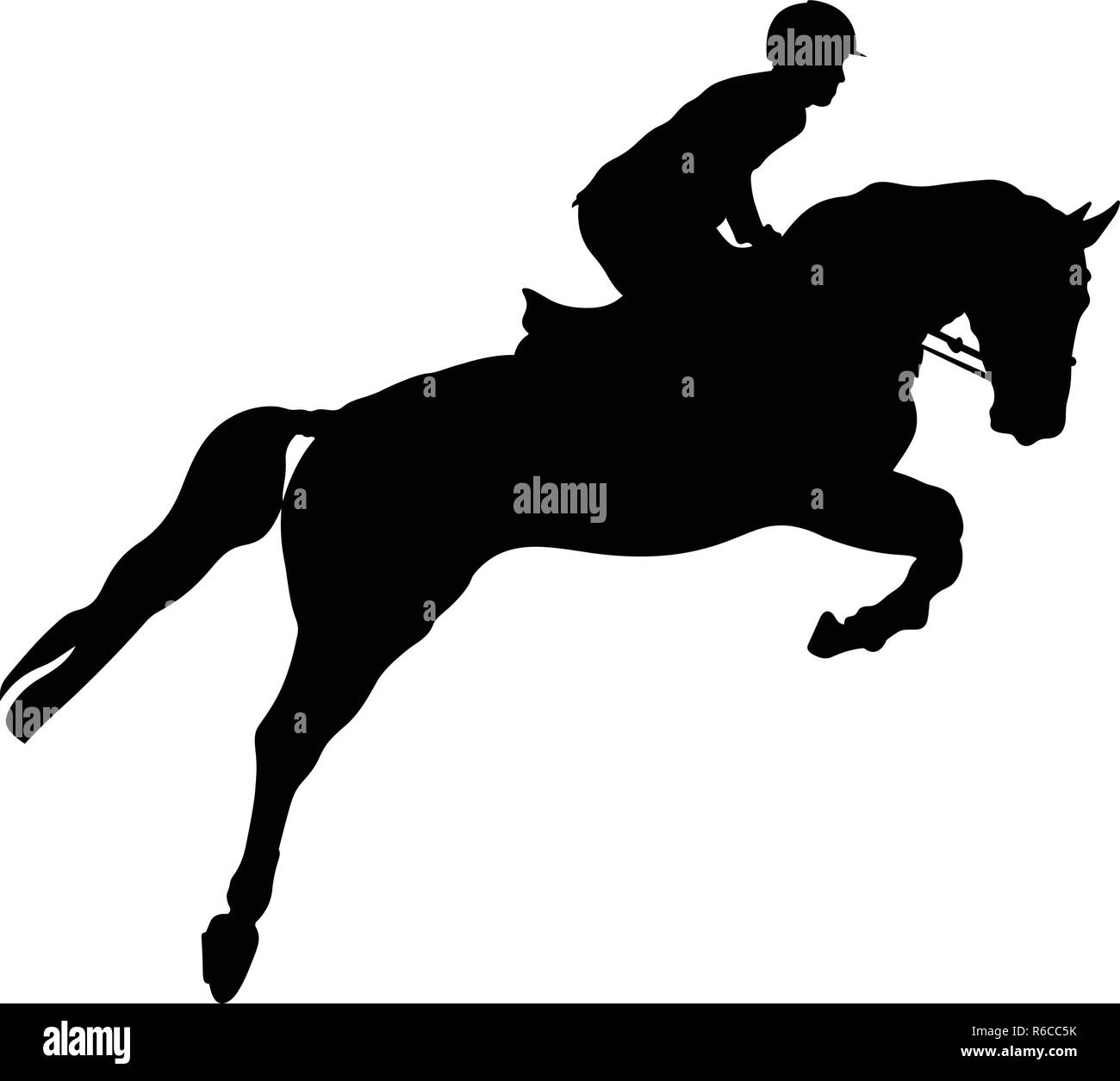 equestrian sport man rider horse jumping competition Stock Vector