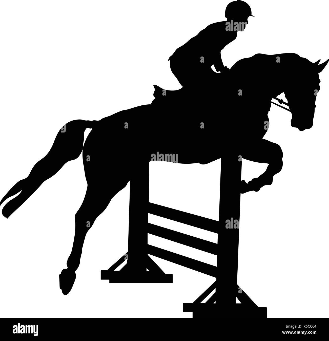 equestrian sport male rider horse show jumping competition Stock Vector