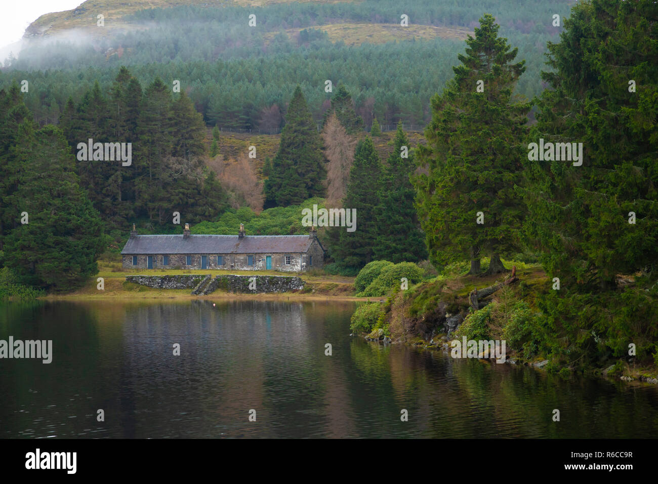 Lochordie Lodge and Loch Ordie near Dunkeld Perhshire Scotland. Stock Photo