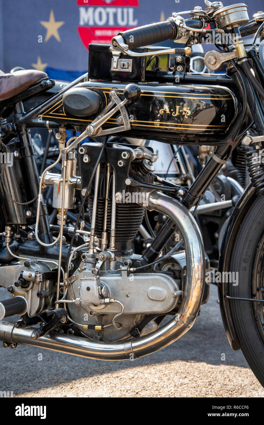 Vintage 1926 AJS motorcycle at The VMCC Banbury Run. Banbury