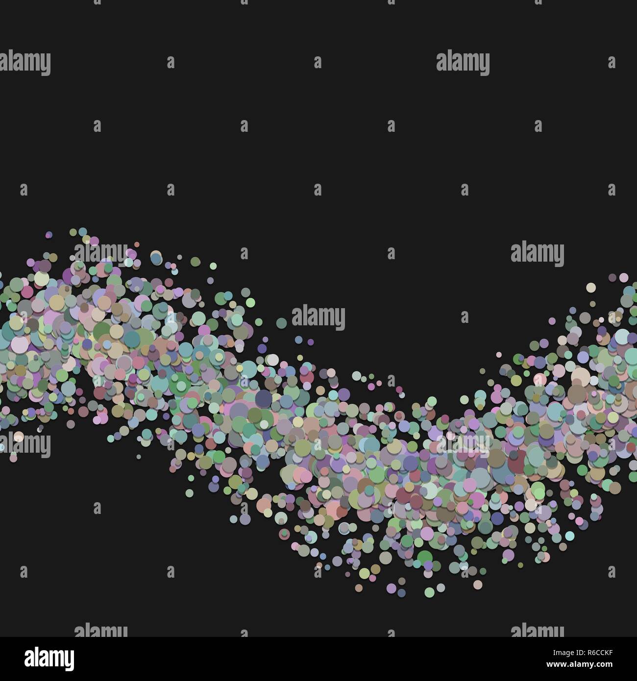 Abstract blank wavy dispersed confetti dot background template Stock Vector
